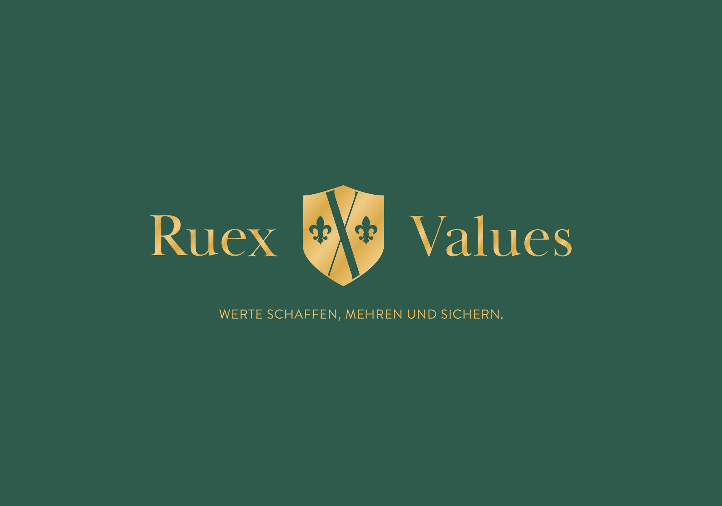 Das Sekundärlogo von RueX Values in Gold