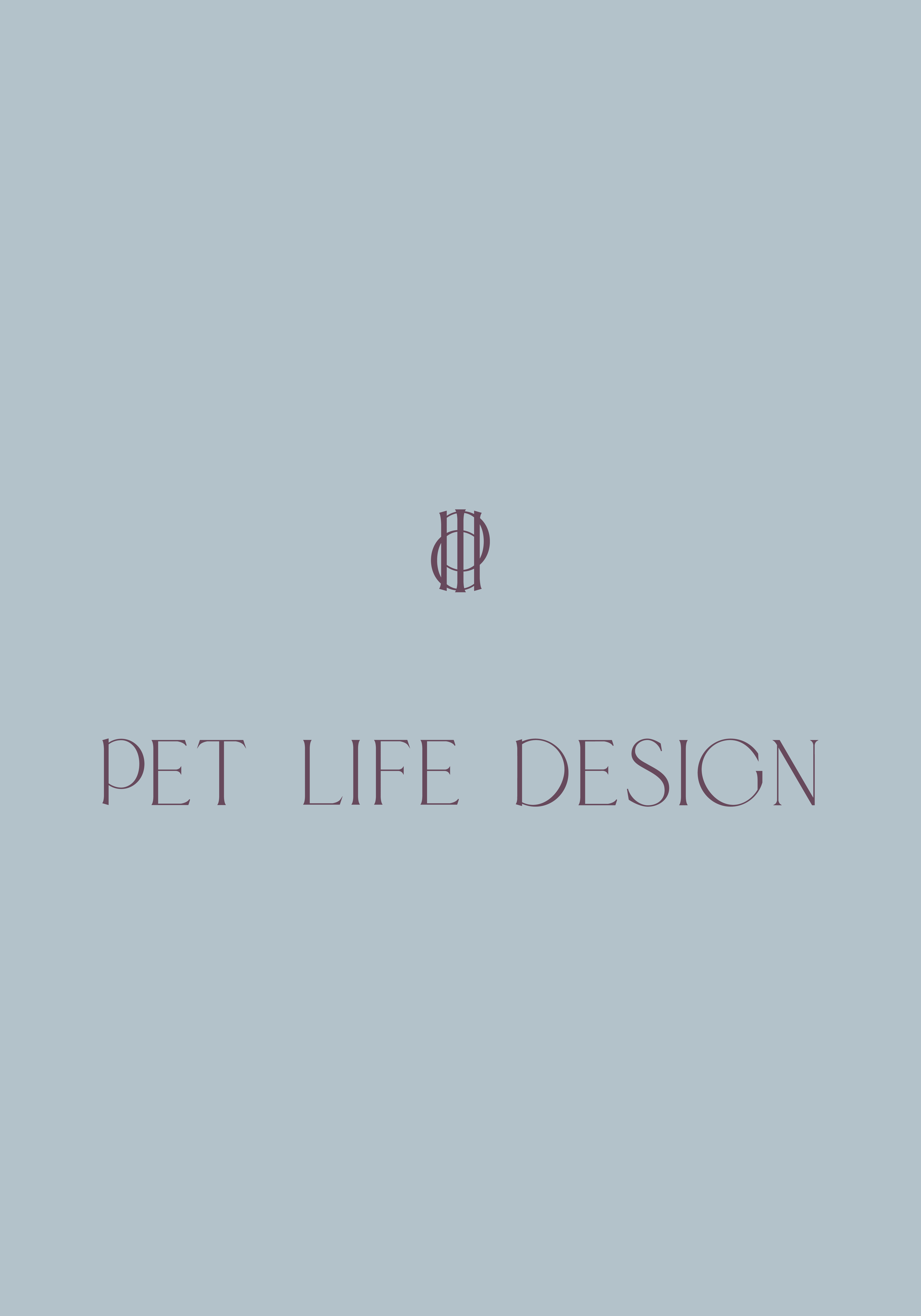 Das Logo von Pet Life Design, das durch das Gründerpaket Logo entstand, auf hellblauem Hintergrund.