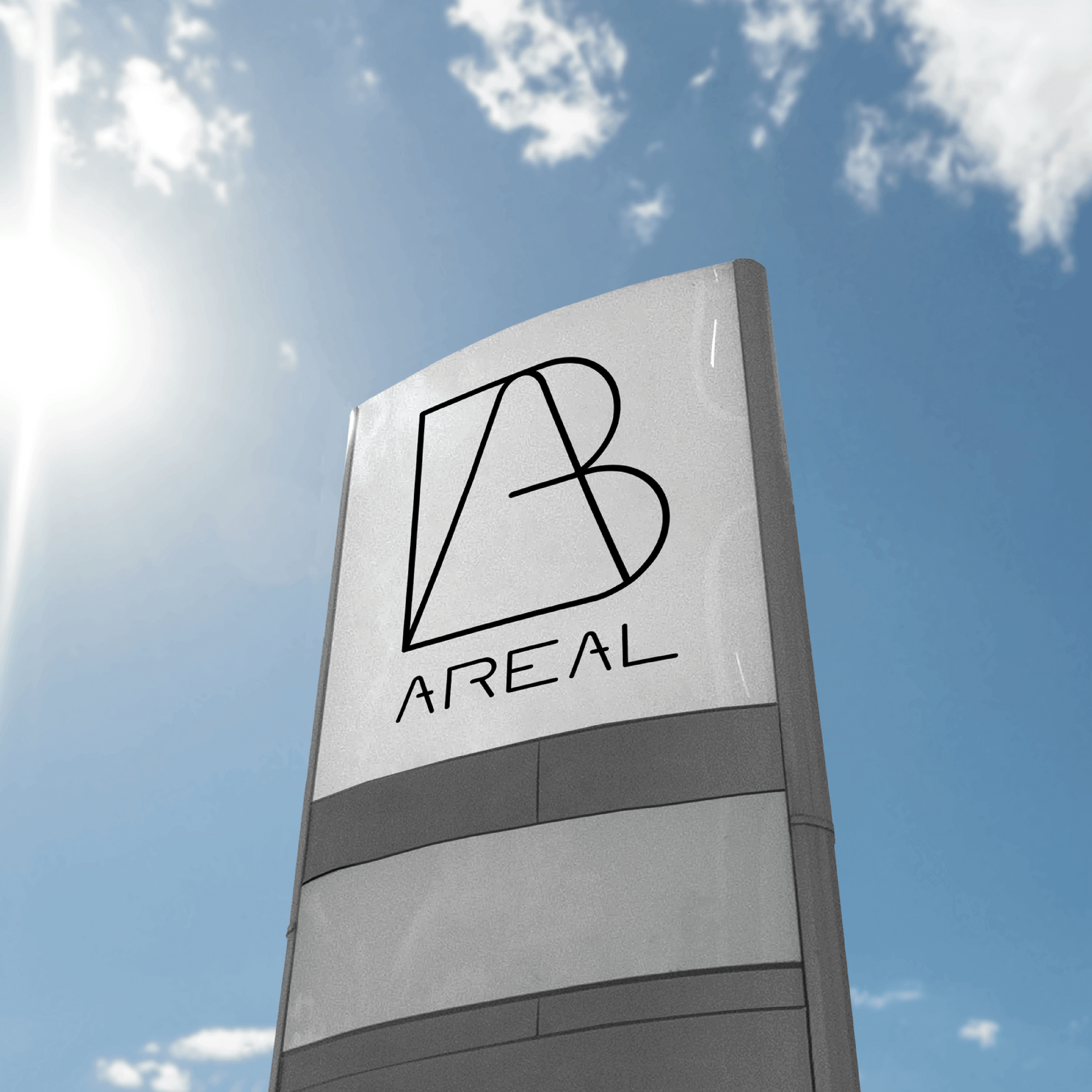 Das Brandicon des Berardi Areals auf einem Schild, welches durch ein Logodesign für kleine Unternehmen entwickelt wurde.