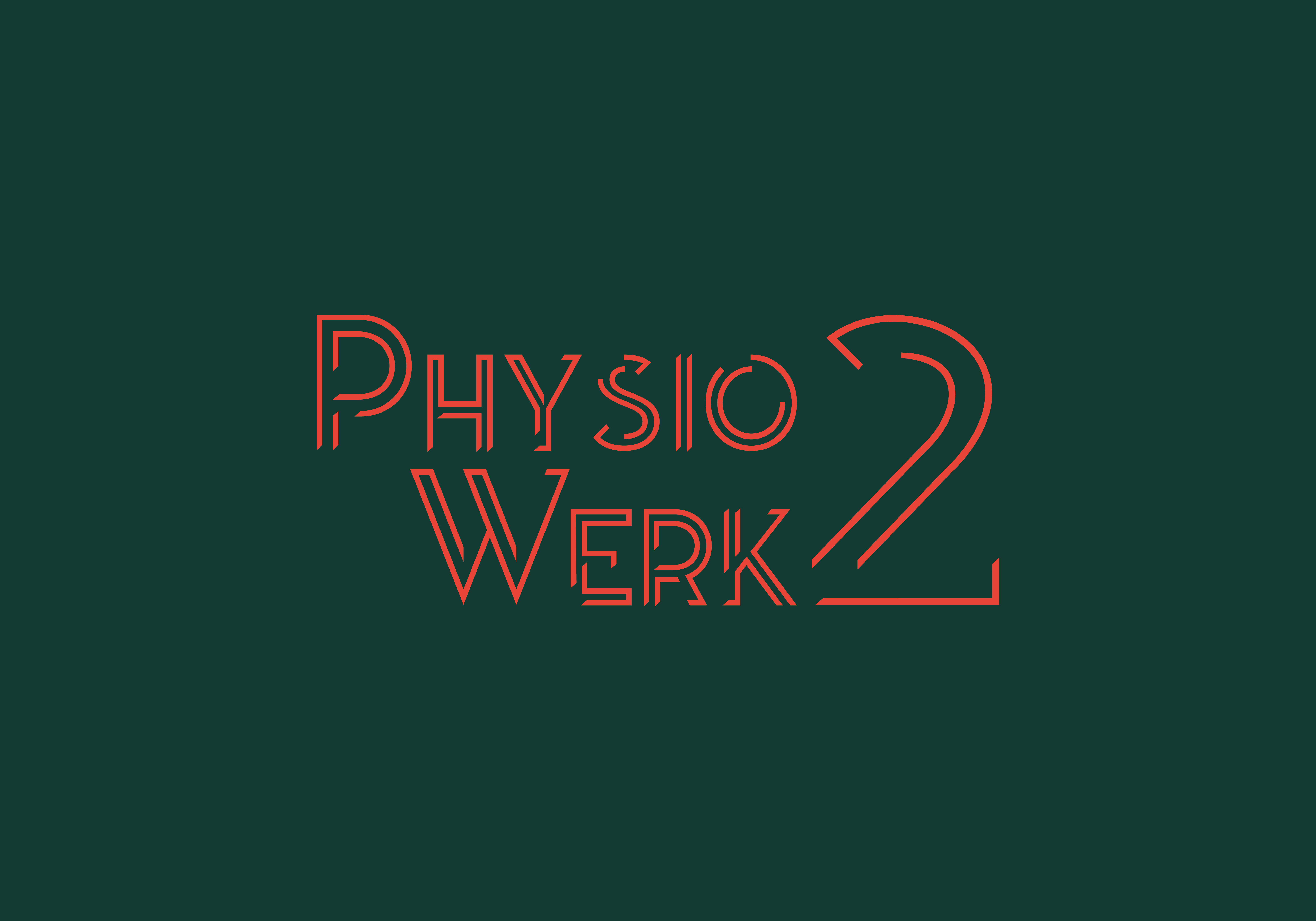 Das Sekundärlogo von PhysioWerk 2, in orange auf grünem Hintergrund.