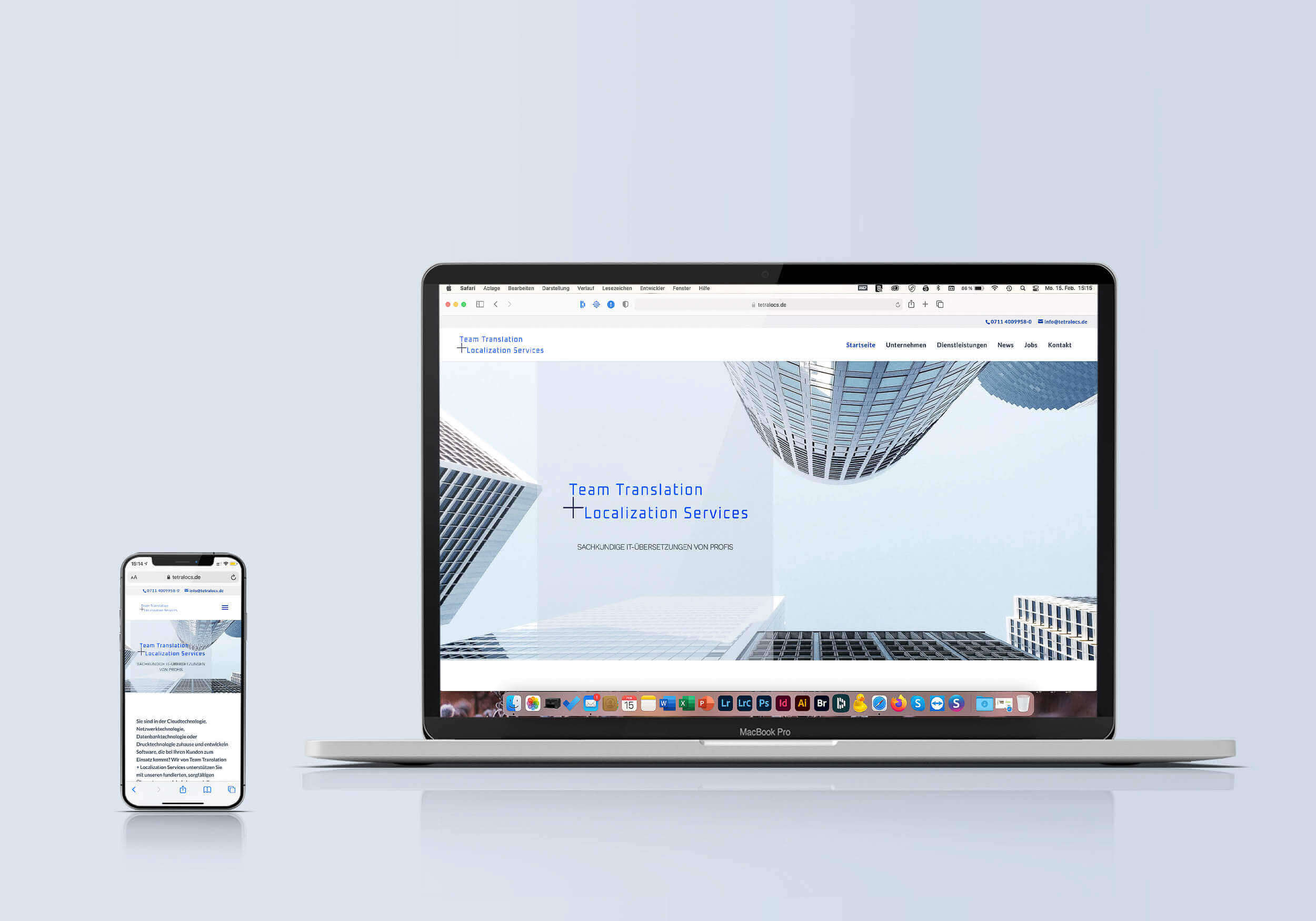Website von TTaLS Die Website von TTaLS, entwickelt von der Corporate Design Werbeagentur WEITSICHT DESIGN, geöffnet auf einem Laptop und einem Handy.