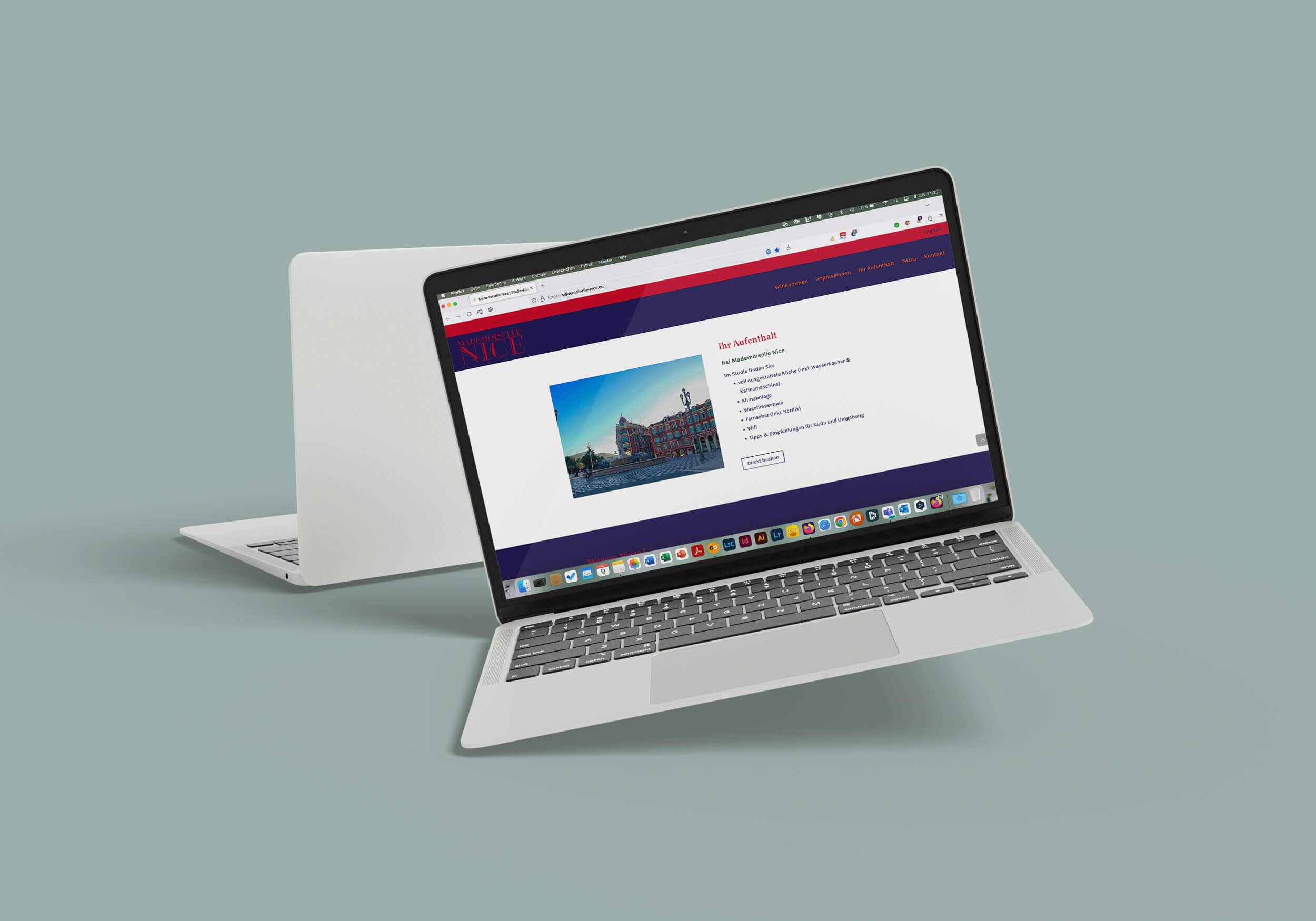 Die Website von Mademoiselle Nice, das durch die Markenberatung Stuttgart entstand, geöffnet auf einem Laptop.