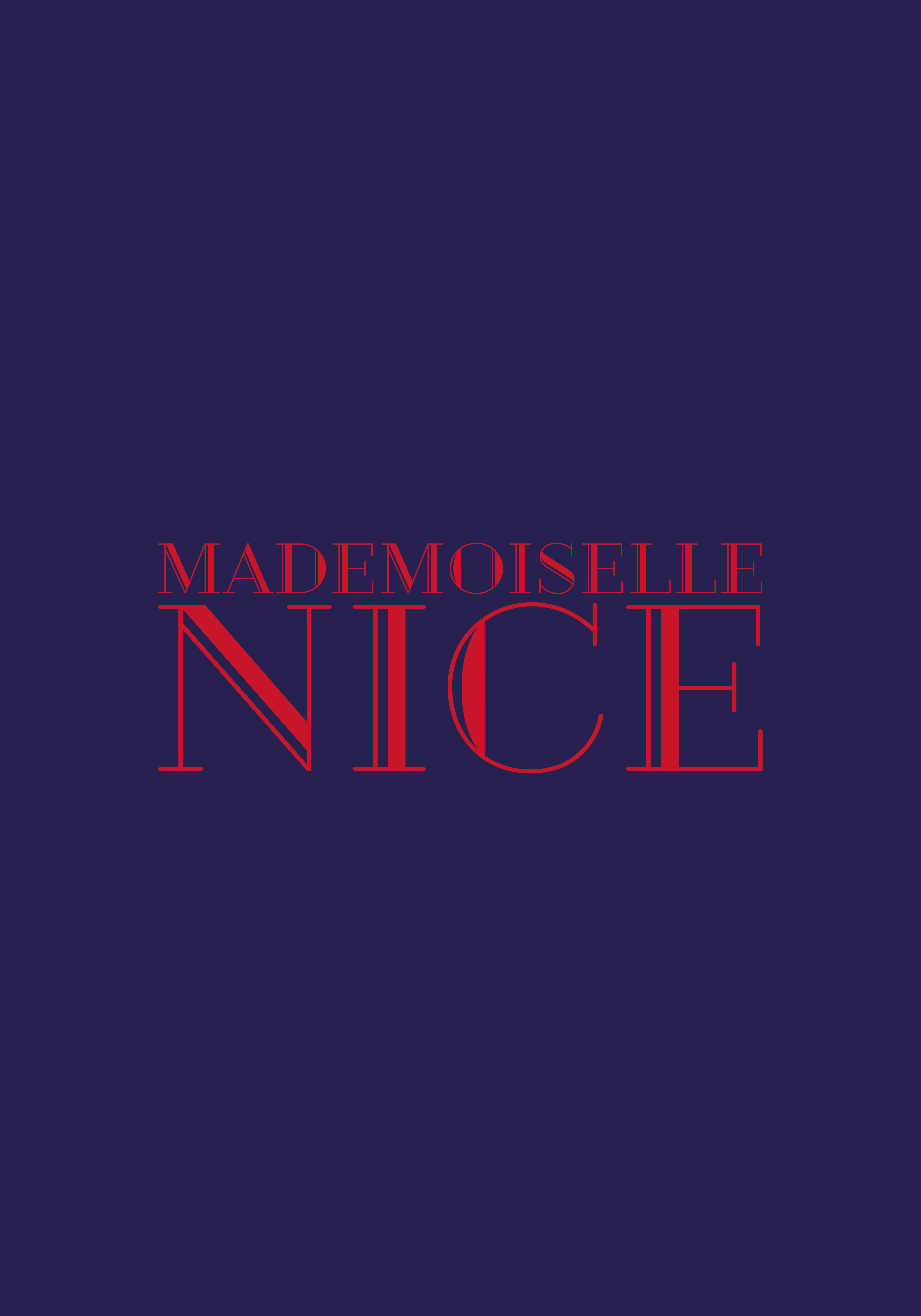 Das Logo von Mademoiselle Nice, das durch die Markenberatung Stuttgart entstand auf violettem Hintergrund.